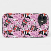 チビ（小さくかわいく書いた感じ）キャットウーマン、ハーレークイン&キッテンズパターン Case-Mate iPhoneケース (裏面(横))