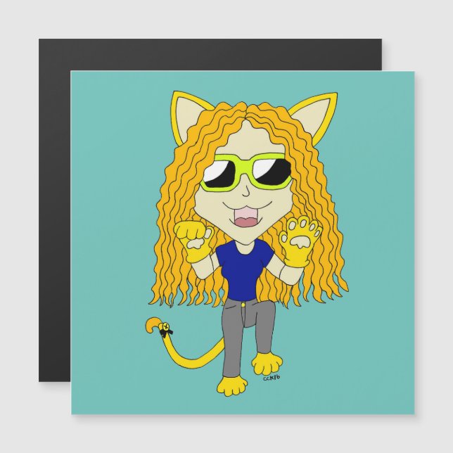 チビ（小さくかわいく書いた感じ）キャットガールと手 (正面/裏面)