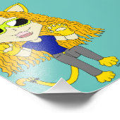 チビ（小さくかわいく書いた感じ）キャットガールと手 フォトプリント            (角)