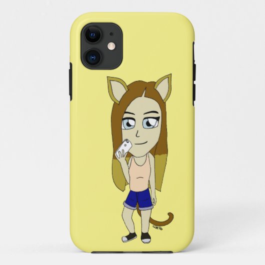 チビ（小さくかわいく書いた感じ）キャットガール Case-Mate iPhoneケース (裏面)