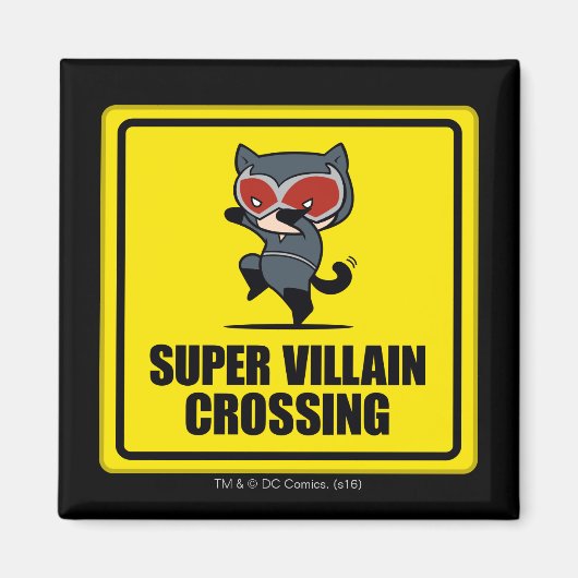 チビ（小さくかわいく書いた感じ）キャットメすごいンヴィランクロッシング標識 マグネット (正面)