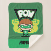 チビ（小さくかわいく書いた感じ）グリーンランタンで巨大な拳を形成 シェルパブランケット (正面)