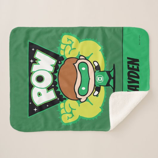 チビ（小さくかわいく書いた感じ）グリーンランタンで巨大な拳を形成 シェルパブランケット (正面(横))