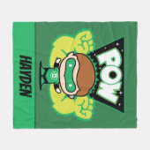 チビ(小さくかわいく書いた感じ)グリーンランタンで巨大な拳を形成 フリースブランケット (正面(横))