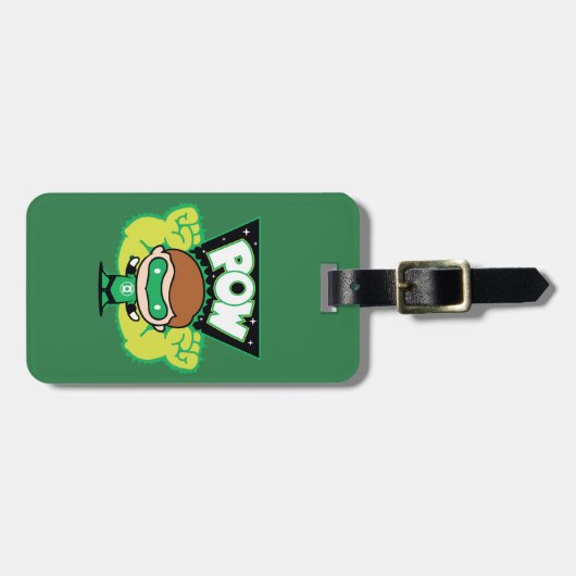 チビ（小さくかわいく書いた感じ）グリーンランタンで巨大な拳を形成 ラゲッジタグ (正面横)