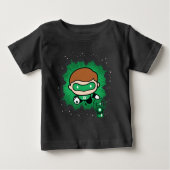 チビ（小さくかわいく書いた感じ）グリーンランタン飛んでいるスルー宇宙 ベビーTシャツ (正面)