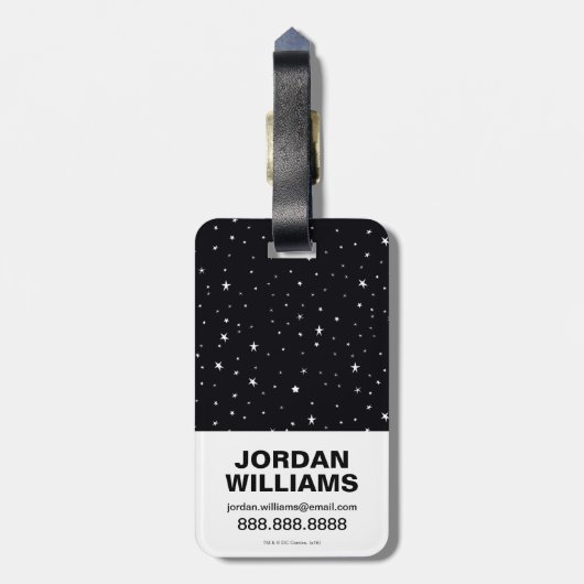 チビ（小さくかわいく書いた感じ）グリーンランタン飛んでいるスルー宇宙 ラゲッジタグ (裏面縦)