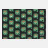チビ(小さくかわいく書いた感じ)グリーンランタン飛んでいるスルー宇宙 ラッピングペーパーシート (正面)