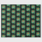 チビ(小さくかわいく書いた感じ)グリーンランタン飛んでいるスルー宇宙 ラッピングペーパー (フラット)