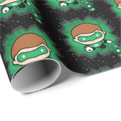 チビ(小さくかわいく書いた感じ)グリーンランタン飛んでいるスルー宇宙 ラッピングペーパー (ロールコーナー)