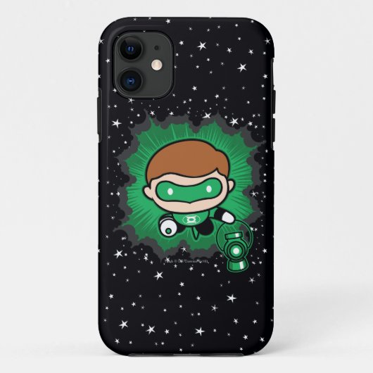 チビ（小さくかわいく書いた感じ）グリーンランタン飛んでいるスルー宇宙 Case-Mate iPhoneケース (裏面)