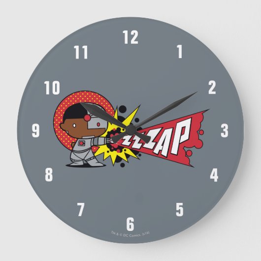 チビ(小さくかわいく書いた感じ)サイボーグのサイバネティッド・キャノン ラージ壁時計 (正面)