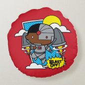 チビ(小さくかわいく書いた感じ)サイボーグ爆破! ラウンドクッション (裏面)
