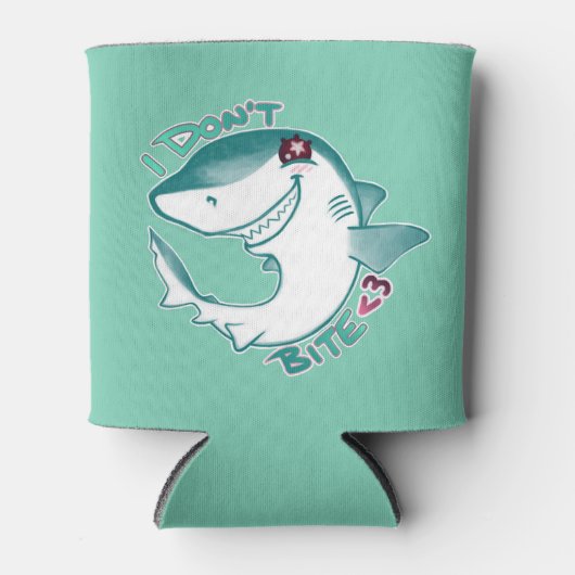 チビ（小さくかわいく書いた感じ）サメ 缶クーラー (正面)