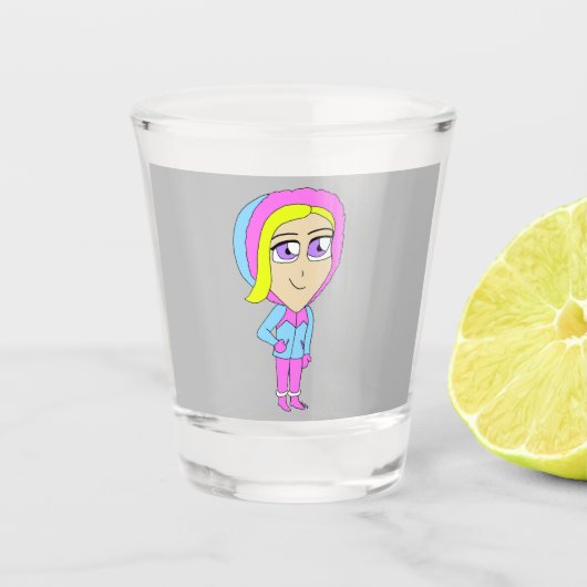 チビ（小さくかわいく書いた感じ） ショットグラス (正面)