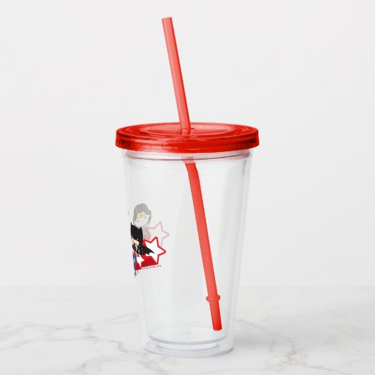 チビ（小さくかわいく書いた感じ）ジャスティスリーグオブアメリカスターズ アクリルタンブラー (左)