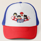 チビ（小さくかわいく書いた感じ）ジャスティスリーグオブアメリカスターズ キャップ (正面)