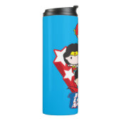 チビ(小さくかわいく書いた感じ)ジャスティスリーグオブアメリカスターズ タンブラー (回転左)