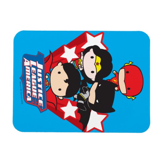 チビ（小さくかわいく書いた感じ）ジャスティスリーグオブアメリカスターズ マグネット (横)