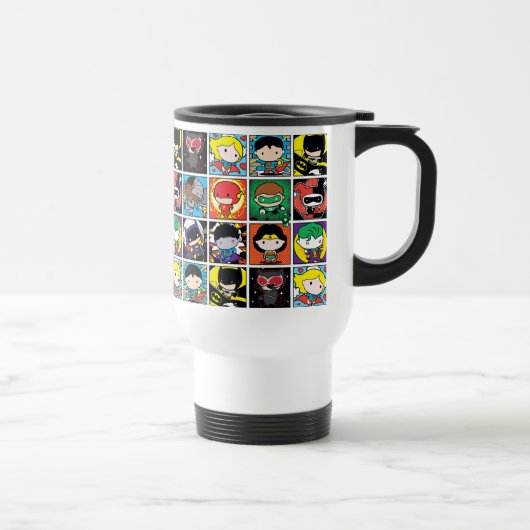 チビ（小さくかわいく書いた感じ）ジャスティスリーグキャラクターパターン トラベルマグ (右)