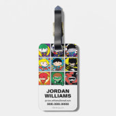 チビ(小さくかわいく書いた感じ)ジャスティスリーグキャラクターパターン ラゲッジタグ (裏面縦)