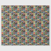 チビ(小さくかわいく書いた感じ)ジャスティスリーグキャラクターパターン ラッピングペーパー (フラット)