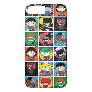 チビ(小さくかわいく書いた感じ)ジャスティスリーグキャラクターパターン iPhone 8 PLUS/7 PLUSケース