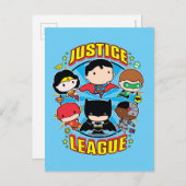 チビ(小さくかわいく書いた感じ)ジャスティスリーググループ ポストカード (正面/裏面)