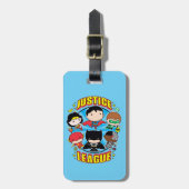 チビ（小さくかわいく書いた感じ）ジャスティスリーググループ ラゲッジタグ (正面縦)