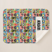 チビ(小さくかわいく書いた感じ)ジャスティスリーグコンパイルパターン シェルパブランケット (正面(横))