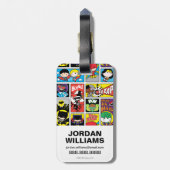 チビ(小さくかわいく書いた感じ)ジャスティスリーグコンパイルパターン ラゲッジタグ (裏面縦)