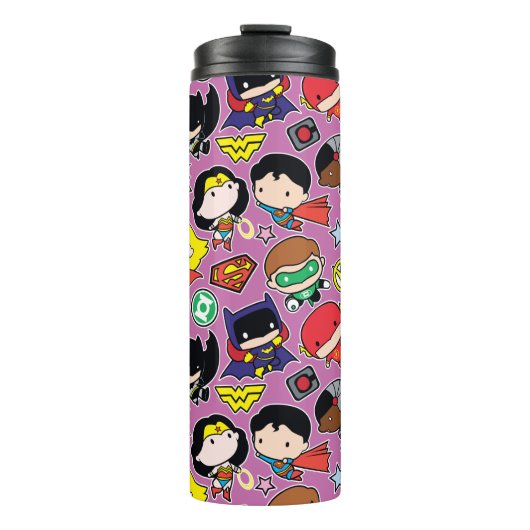 チビ(小さくかわいく書いた感じ)ジャスティスリーグパタン タンブラー (正面)