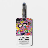 チビ(小さくかわいく書いた感じ)ジャスティスリーグパタン ラゲッジタグ (裏面縦)