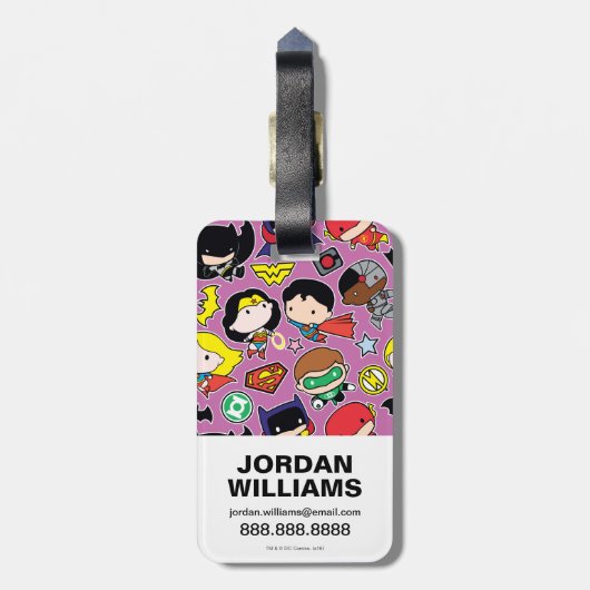 チビ（小さくかわいく書いた感じ）ジャスティスリーグパタン ラゲッジタグ (裏面縦)