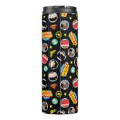 チビ(小さくかわいく書いた感じ)ジャスティスリーグヒーローとロゴパターン タンブラー (裏面)