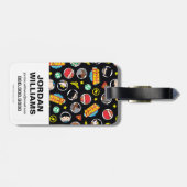 チビ(小さくかわいく書いた感じ)ジャスティスリーグヒーローとロゴパターン ラゲッジタグ (裏面横)