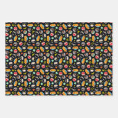 チビ(小さくかわいく書いた感じ)ジャスティスリーグヒーローとロゴパターン ラッピングペーパーシート (正面3)