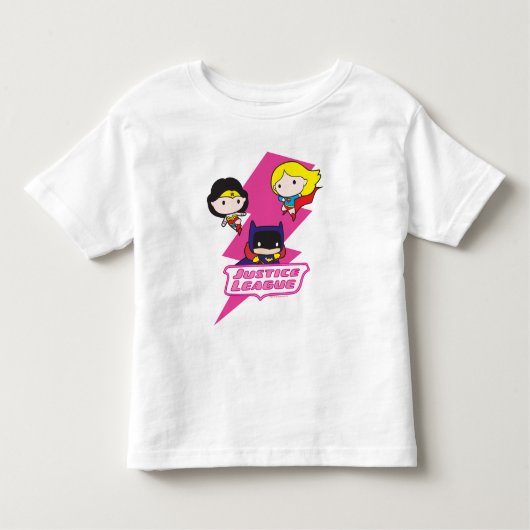 チビ（小さくかわいく書いた感じ）ジャスティスリーグピンク稲妻 トドラーTシャツ (正面)