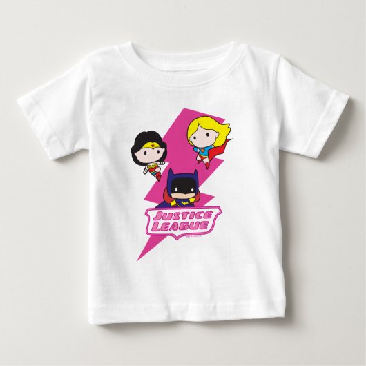 チビ(小さくかわいく書いた感じ)ジャスティスリーグピンク稲妻 ベビーTシャツ (正面)
