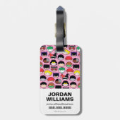 チビ(小さくかわいく書いた感じ)ジャスティスリーグヘッドパターン ラゲッジタグ (裏面縦)