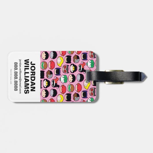 チビ(小さくかわいく書いた感じ)ジャスティスリーグヘッドパターン ラゲッジタグ (裏面横)