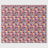 チビ(小さくかわいく書いた感じ)ジャスティスリーグヘッドパターン ラッピングペーパー (フラット)