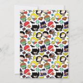 チビ(小さくかわいく書いた感じ)ジャスティスリーグベビーシャワー 招待状 (裏面)