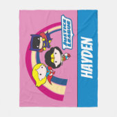 チビ(小さくかわいく書いた感じ)ジャスティスリーグレインボー フリースブランケット (正面)