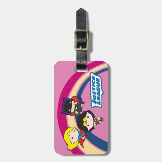 チビ（小さくかわいく書いた感じ）ジャスティスリーグレインボー ラゲッジタグ (正面縦)