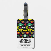 チビ（小さくかわいく書いた感じ）ジャスティスリーグロゴパターン ラゲッジタグ (裏面縦)