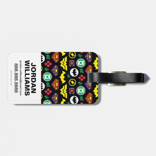 チビ（小さくかわいく書いた感じ）ジャスティスリーグロゴパターン ラゲッジタグ (裏面横)