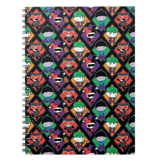 チビ（小さくかわいく書いた感じ）ジャスティスリーグ悪役パターン ノートブック (正面)