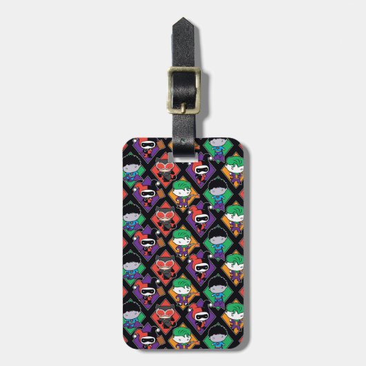 チビ(小さくかわいく書いた感じ)ジャスティスリーグ悪役パターン ラゲッジタグ (正面縦)