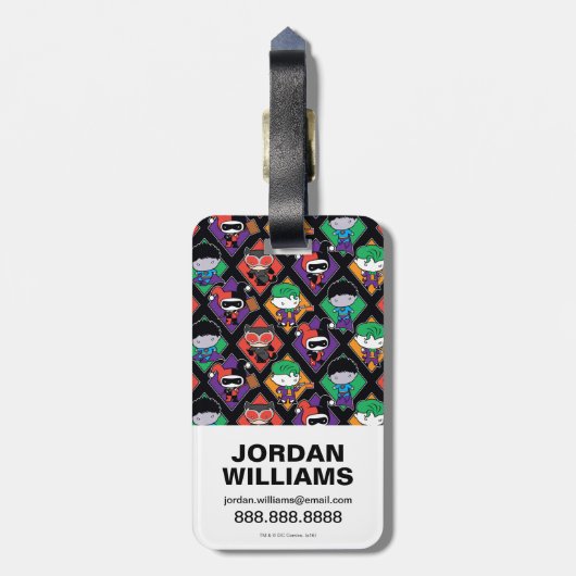チビ（小さくかわいく書いた感じ）ジャスティスリーグ悪役パターン ラゲッジタグ (裏面縦)